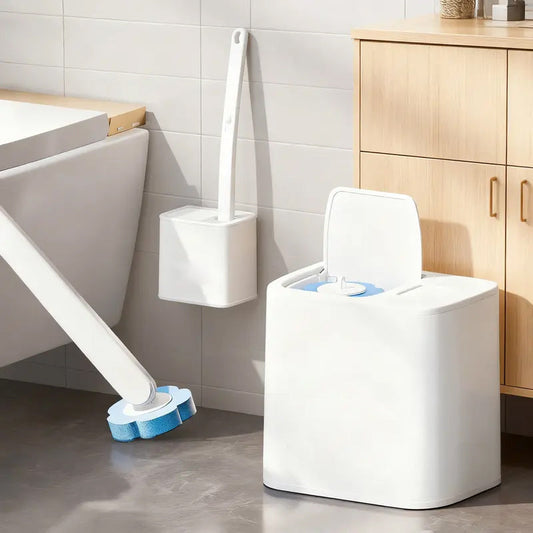 Disposable Toilet Brush Set – with Built-In Cleaner & 24 Refills