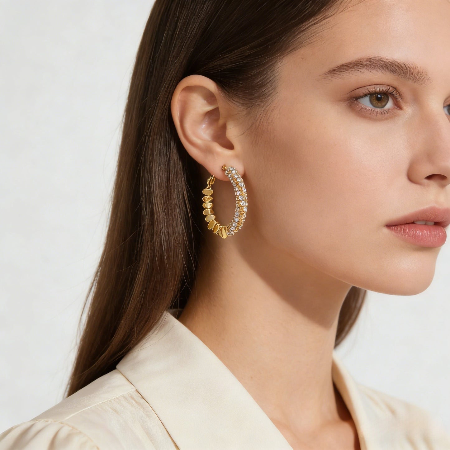 Luxury Shimmering Textured Hoop Earrings