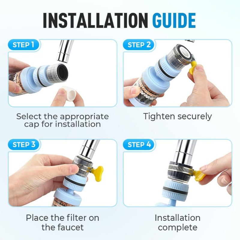 🔥6-Layer Faucet Water Filter with 360° Swivel – Universal Kitchen & Bathroom Tap Purifier, Sediment & Activated Carbon Filtration, Easy to Install