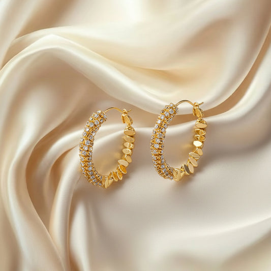 Luxury Shimmering Textured Hoop Earrings