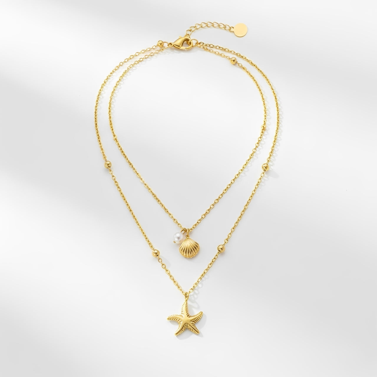 Layered Sea Star and Shell Necklace