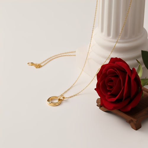 Double Ring Titanium Steel Necklace