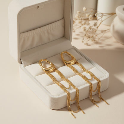 Golden Tiered Tassel Drop Earrings