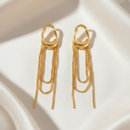 Golden Tiered Tassel Drop Earrings