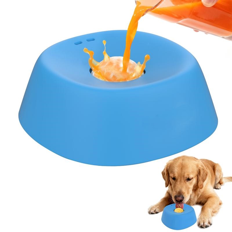 Slow Feeder Dog Bowls for Liquid Treat, [Built-in Rolling Ball] No Spill Bone Broth Dog Licking Bowl, Multi-Purpose Puppy Yogurt Feeder Bowl for All Breeds Dietary Supplement/Post-op Nutrition Feeding-JKL