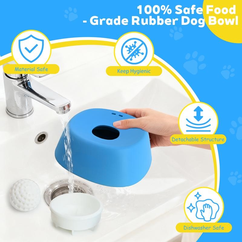 Slow Feeder Dog Bowls for Liquid Treat, [Built-in Rolling Ball] No Spill Bone Broth Dog Licking Bowl, Multi-Purpose Puppy Yogurt Feeder Bowl for All Breeds Dietary Supplement/Post-op Nutrition Feeding-JKL