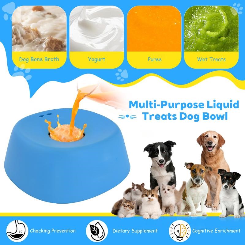 Slow Feeder Dog Bowls for Liquid Treat, [Built-in Rolling Ball] No Spill Bone Broth Dog Licking Bowl, Multi-Purpose Puppy Yogurt Feeder Bowl for All Breeds Dietary Supplement/Post-op Nutrition Feeding-JKL
