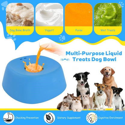 Slow Feeder Dog Bowls for Liquid Treat, [Built-in Rolling Ball] No Spill Bone Broth Dog Licking Bowl, Multi-Purpose Puppy Yogurt Feeder Bowl for All Breeds Dietary Supplement/Post-op Nutrition Feeding-JKL
